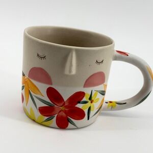The Art of Anthropologie Tikkun Handpainted Floral Face Mug